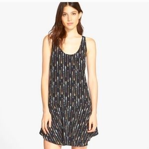 Joie Black Mini Dress with Multicolor Arrow Print